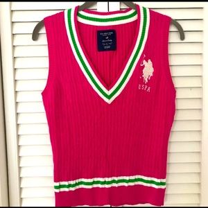 US Polo Assn. Pink Large Pony Varsity Vest Large